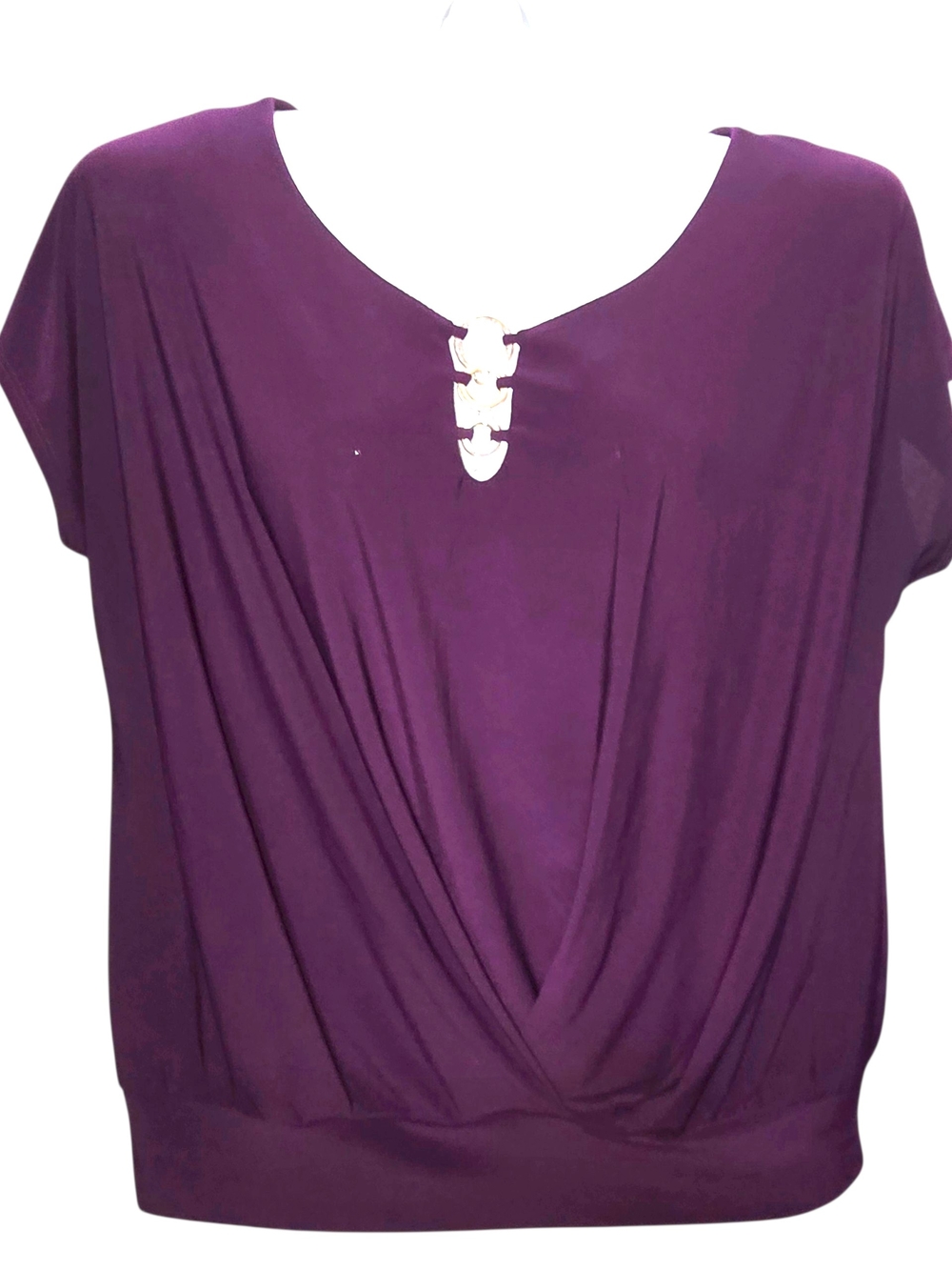 AUW Purple Draped Tunic with Silver Neck Accent